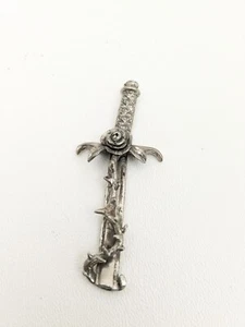 CELTIC LONG BROAD SWORD with ROSE VINE WRAP USA PEWTER PENDANT Charm DAMAGED - Picture 1 of 3