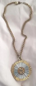 1960s Kenneth Lane Starburst 2-tone Medallion & Profile Necklace - Picture 1 of 4