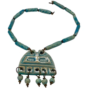 Vintage Israeli hand made old ceramic pendant necklace - Picture 1 of 6