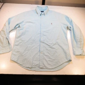 RALPH LAUREN POLO LONG SLEEVE Casual Dress SHIRT Mens XL Blue W/ Colorful Pony - Picture 1 of 4