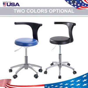 Mobile Dental Stool Adjustable Assistant OFffice Chair 360° Rotation PU Armrest - Picture 1 of 13