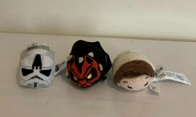 Tsum Tsum STAR WARS Plush Lot of 3 Princess Leia At At Pilot Darth Disney Store  - Image 1 of 4