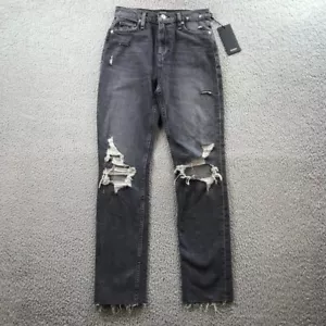 HUDSON Womens Size 25 HOLLY High Rise Straight Leg Distressed Gray Denim Jeans - Picture 1 of 17