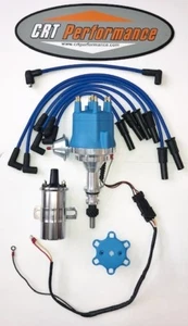 small cap FORD INLINE 6 170 200 250 BLUE HEI Distributor + 45K Coil + USA WIRES - Picture 1 of 5