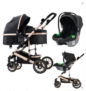 luxury Baby Pram 10 in 1Carrycot Travel System Buggy Baby Carriage Baby Stroller - Picture 1 of 12