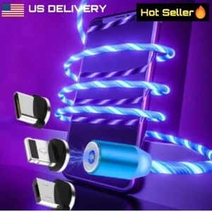 LED Magnetic Charging Cable for iPhone Fast Flowing Light Cord - Picture 1 of 8