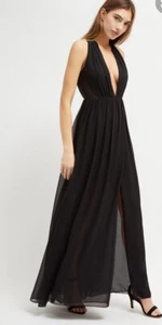 French Connection Black Aster Drape Halter Maxi Dress Uk 10 - Picture 1 of 6