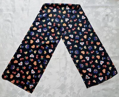 BUFANDA VINTAGE AUTÉNTICA TRACHTEN DIRNDL TIROLEAN ART CORAZONES AZUL ROJO LARGO HOMBRE Foto 1 de 3