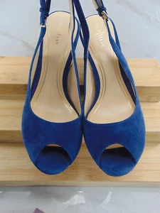 COLE HAAN ~ NikeAir  Peep Toe HIGH HEEL Pumps Shoe Blue SUEDE Leather ~ 8.5 B - Picture 1 of 8