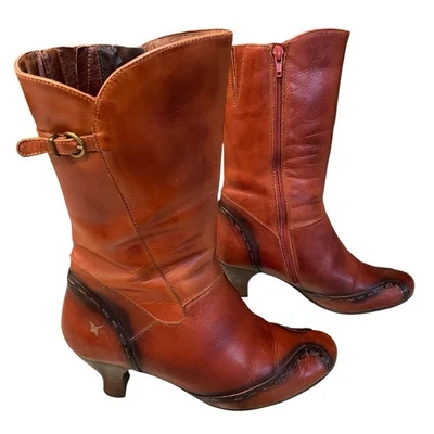 Botas de Colección Pikolinos Cuero Coñac Tacón de Gatito Western Media Pantorrilla Cremallera 38 7.5-8 Foto 1 de 4