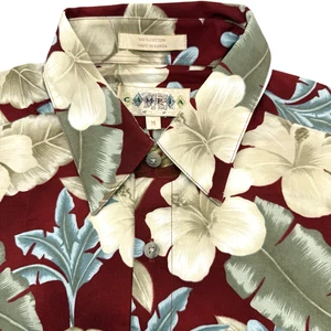 Campia Moda Hawaiian Short Sleeve Red Floral M Aloha Casual Beach Cotton NWT - Picture 1 of 5