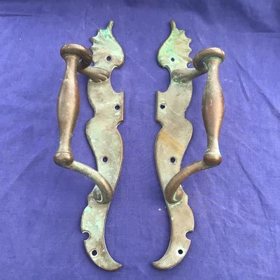 Pair Of Large Antique  ornate  brass / bronze Door Handles - Pulls  - Image 1 of 4