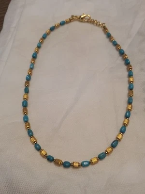 Bronze Italia 18" Turquoise And Brushed Satin Nuget Necklace Yellow. - Image 1 of 4