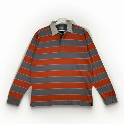 Columbia Omni-Shield Rugby Shirt Mens Large Orange Grey Striped Top - Image 1 of 4