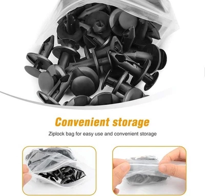 USA 100P 8mm Bumper Clips Retainer Auto Car Plastic Rivets Fastener Fender Push Foto 1 de 4