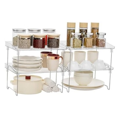 Estante organizador de gabinete de acrílico, 4 piezas encimera de cocina apilable paquete de 4 transparentes Foto 1 de 4