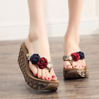 7 CM High Heel Wedge Non-Slip Beach Shoes Floral Bohemian String Bead Sandals