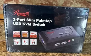 ROSEWILL KVM RKV-2P 2 Port Slim Desktop PS/2 KVM Switch w/Audio & Mic BLACK - Picture 1 of 9
