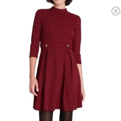 Modcloth Red Classy Sweater Fit and Flare 3/4 Sleeve Dress Size 1X - Image 1 of 4