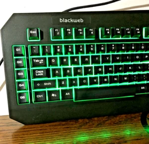 BLACKWEB Gaming Keyboard, Backlit, USB, BWA19HO004 casually used Without Box - Picture 1 of 4