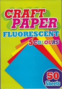 Flourescent Craft Paper, 50 sheet A4 Pad, 5 Colours - Picture 1 of 1