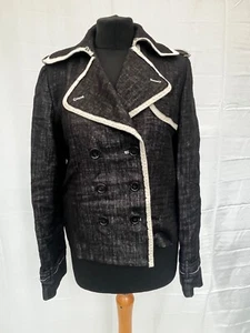 Strenesse Women's Black Double Breasted Linen Blend Jacket Size 12 - Picture 1 of 8