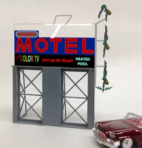 Motel cartello stradale animato ""just up the road"" -luci, lampe, altro! - Foto 1 di 1