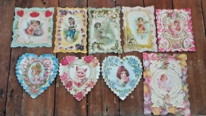 9 TARJETAS DE FELICITACIÓN ANTIGUAS DE SAN VALENTÍN, encaje, elegantes, algunas usadas, principios de 1900 - Imagen 1 de 11