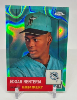 2022 Topps Chrome Platinum Anniversary Edgar Renteria #407 Aqua Lava /299 - Image 1 of 2