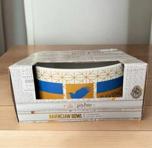 New! Harry Potter Ravenclaw 3.5 Cup Ceramic Dog Feeding Bowl, Blue & Yellow, 6” - Picture 1 of 7