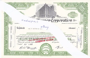 Akcje Stewart Warner Corporation oct 8 1969 papier wartościowy USA - Zdjęcie 1 z 2