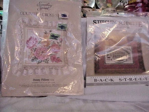 LOT OF 2 CROSS STITCH KITS 12 X 12 PEONY PILLOW AND BIGINNER'S KIT - Picture 1 of 7