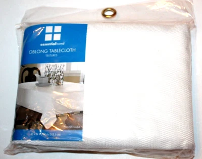 Essential Home OBLONG Textures White Tablecloth Table Cloth 60" x 84" - Image 1 of 2