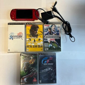 PSP 3000 Konsole Rot 5 Spiele Kassette / Sony Akku Japan - Bild 1 von 12