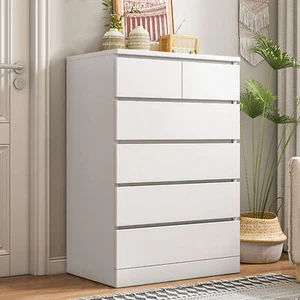 Tall Dresser for Bedroom Dresser with 6 Drawers, Chest of 6-Drawer Dresser White - Picture 1 of 17