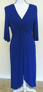 Superfoxx Front Knot Dress Women's Size M Blue V-Neck 3/4 Sleeves - Picture 1 of 7