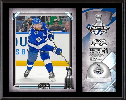 Steven Stamkos 2021 SC Champ 12x15 Plaque w/GU Ice 2021 SC Final LE/813 Cover