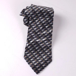 Stafford Seidenkrawatte geometrisch schwarz grau gold klassisch Herrenkrawatte formell Geschäft - Bild 1 von 6