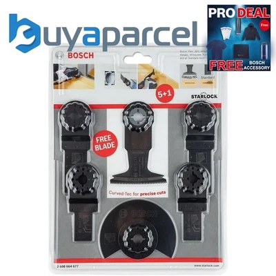 Bosch 2608664677 6 Piece Universal Starlock Multi Tool Blade Set Wood Metal HCS - Image 1 of 4
