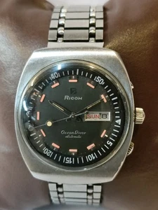 VINTAGE RICOH OCEAN DIVER 21J AUTOMATIC GRAY DIAL JAPAN MEN'S WORKING CONDITION - Picture 1 of 19