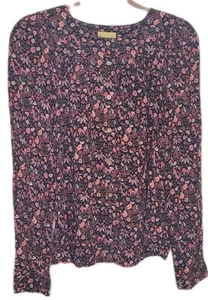 Maeve Anthropologie Damen Medium Button Up • Langarm Bluse schwarz geblümt - Bild 1 von 14