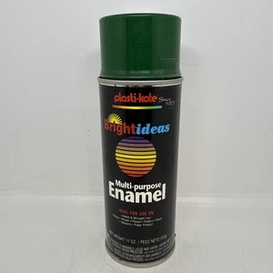 Vintage Plasti-kote Bright Ideas Green 14406 enamel Paper label spray paint can - Picture 1 of 4
