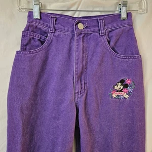 Vintage Mickey & Co gerades Bein Jeans Mädchen Größe 12 lila Denim bestickt 90er - Bild 1 von 7