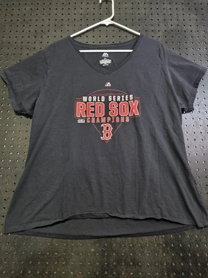 2018 Red Sox World Series Champions V-neck Shirt Womens 3XL - Image 1 of 4