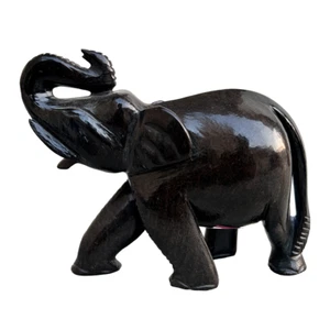 Stone Elephant Statue 10 cm Natural Black Gemstone handmade home décor Gift - Picture 1 of 4