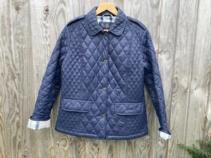 WOMENS BARBOUR QUILTED HUNTING JACKET HARRINGTON BLUE UK 12 COAT MEDIUM ZZ - Picture 1 of 12