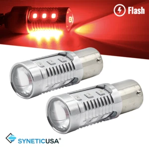 SYNETICUSA 1157 Red LED Brake Light Bulb Strobe Flash Tail Stop Parking Light - Picture 1 of 8