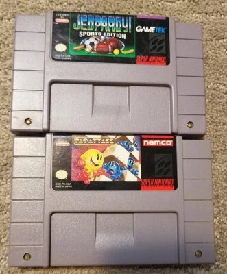 🔥2 Game SNES Lot Pac-Attack & Jeopardy Sports Edition. Tested. Both Work.  - Image 1 of 4