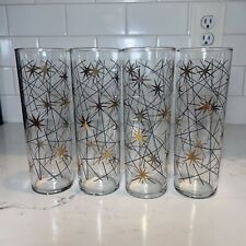 4-Libbey Atomic Galaxy Collins Glasses 7” Tall Vintage