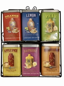 Cajas de lata de té soportes herméticos pared alambre colgado estante almacenamiento seguro bolsas de té sueltas - Imagen 1 de 8